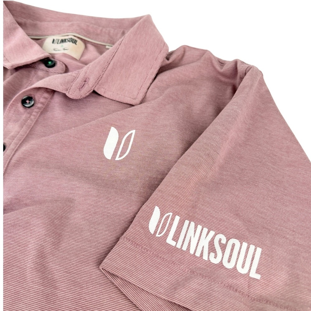Linksoul Tempus Fugit Mens Large Polo Shirt Dusty Rose Pink Luxury Cotton Golf